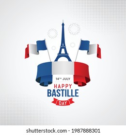 Happy bastille day banner celebration in france vector illustration