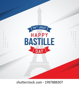 Happy bastille day banner celebration in france vector illustration