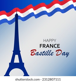 Feliz celebración del banner del día de la bastilla en la ilustración del vector de francia