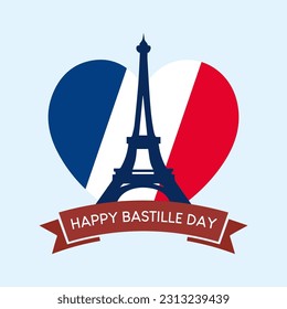 Feliz celebración del banner del día de la bastilla en la ilustración del vector de francia