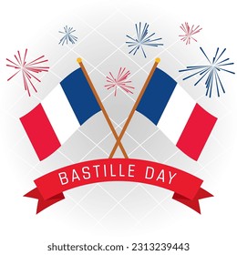 Feliz celebración del banner del día de la bastilla en la ilustración del vector de francia