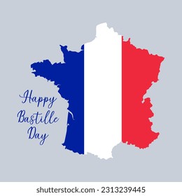 Feliz celebración del banner del día de la bastilla en la ilustración del vector de francia