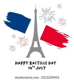 Feliz celebración del banner del día de la bastilla en la ilustración del vector de francia