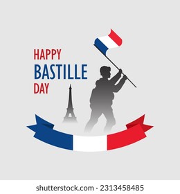 Happy bastille day banner celebration in france vector illustration