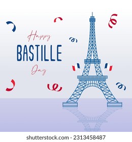 Feliz celebración del banner del día de la bastilla en la ilustración del vector de francia