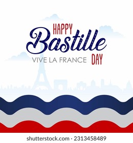 Happy bastille day banner celebration in france vector illustration