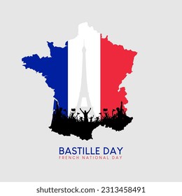 Happy bastille day banner celebration in france vector illustration