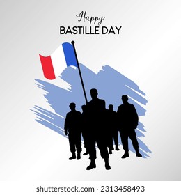 Feliz celebración del banner del día de la bastilla en la ilustración del vector de francia