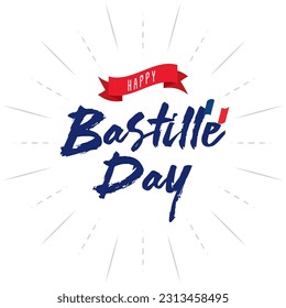 Feliz celebración del banner del día de la bastilla en la ilustración del vector de francia