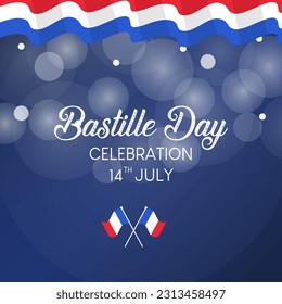 Feliz celebración del banner del día de la bastilla en la ilustración del vector de francia