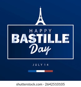 Happy bastille day banner celebration in French, 14th July