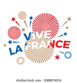 Happy Bastille Day. The day of the capture of the Bastille.
A holiday symbol with fireworks and the words "Viva France" in French.