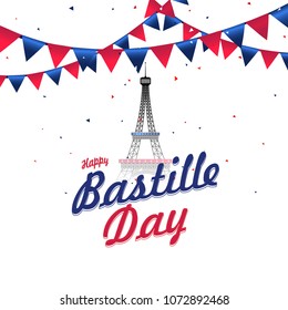 Happy Bastille Day celebration background.