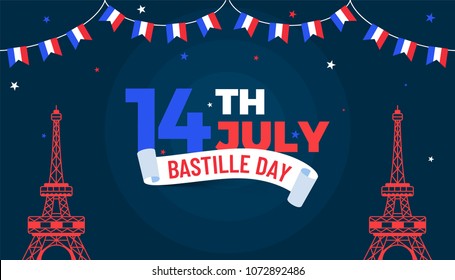 Happy Bastille Day celebration background.