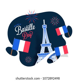 Happy Bastille Day celebration background.