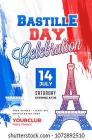 Happy Bastille Day celebration background.