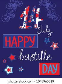 Happy Bastille Day Celebration Banner. The French National Day. Illustration,Card. Vector