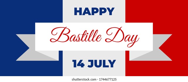 Happy Bastille Day Celebration Banner. France Independence Greeting. Vector