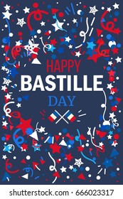 Happy Bastille Day Celebration Banner. France Independence Greeting. Vector