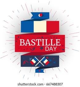 Happy Bastille Day Celebration Banner. France Independence Greeting. Vector