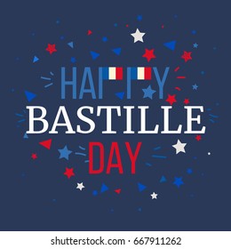 Happy Bastille Day Celebration Banner. France Independence Greeting. Vector