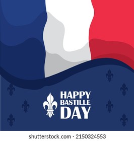 happy bastille day celebration with flag