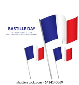 Happy Bastille Day Celebration Poster Vector Template Design Illustration