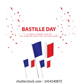 Happy Bastille Day Celebration Poster Vector Template Design Illustration