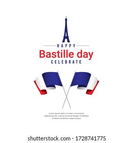 Happy Bastille day celebrations vector template.