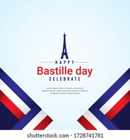 Happy Bastille day celebrations vector template.