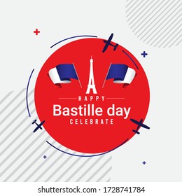 Happy Bastille day celebrations vector template.