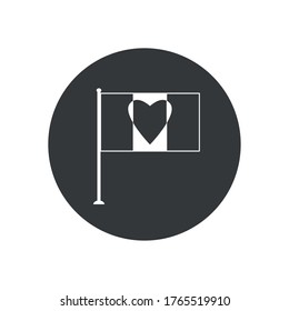 Happy bastille day concept, france flag with heart icon over white background, block silhouette style, vector illustration