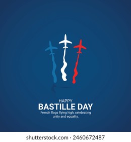 Happy Bastille Day creative ads design, Happy Bastille Day, july 14, vector, 3d illustration