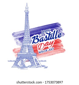 Happy Bastille Day Creative illustration of  National Day. Card, Banner Or Poster For The French