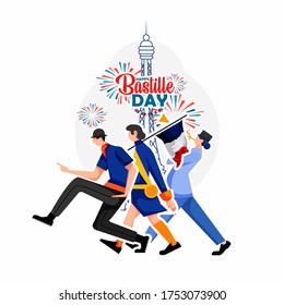 Happy Bastille Day Creative illustration of  National Day. Card, Banner Or Poster For The French