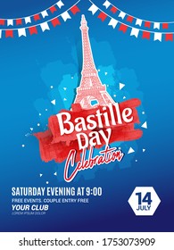 Happy Bastille Day Creative illustration of  National Day. Card, Banner Or Poster For The French