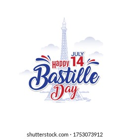 Happy Bastille Day Creative illustration of  National Day. Card, Banner Or Poster For The French