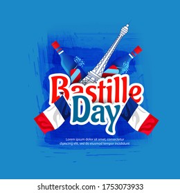 Happy Bastille Day Creative illustration of  National Day. Card, Banner Or Poster For The French