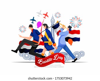 Happy Bastille Day Creative illustration of  National Day. Card, Banner Or Poster For The French