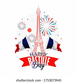 Happy Bastille Day Creative illustration of  National Day. Card, Banner Or Poster For The French