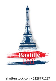 Happy Bastille Day Creative vector Illustration, Card, Banner Or Poster For The French National Day.
