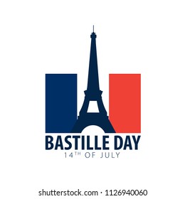 Happy Bastille Day emblem or logo. 14th of July. France. Vector Illustration