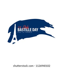 Happy Bastille Day emblem or logo. 14th of July. France. Vector Illustration