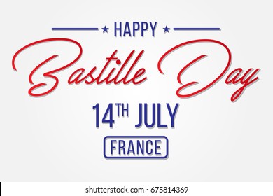 Happy Bastille Day - Flat - Perfect for advertising, poster or greeting card for the French National Day, July 14, Bastille Day.