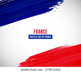 Happy bastille day of France with classic watercolor splash background