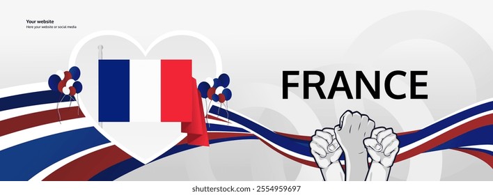 Happy Bastille Day France concept vector background illustration. National Independence Day spirit banner concept in French flag colors.