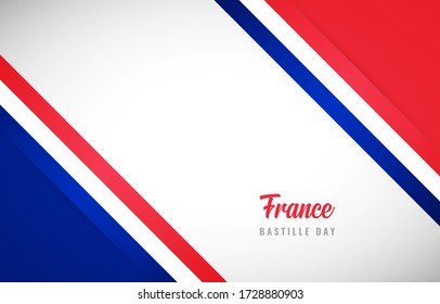 Happy bastille day of France with Creative France national country flag greeting background