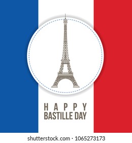 Happy Bastille Day with France Flag Background