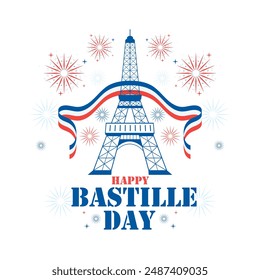 Happy Bastille Day France's National Day, celebrating the French Revolution with parades, fireworks, and festivities.