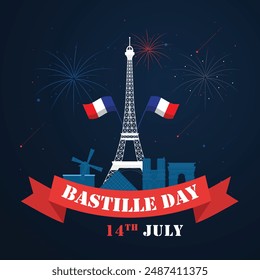 Happy Bastille Day France's National Day, celebrating the French Revolution with parades, fireworks, and festivities.